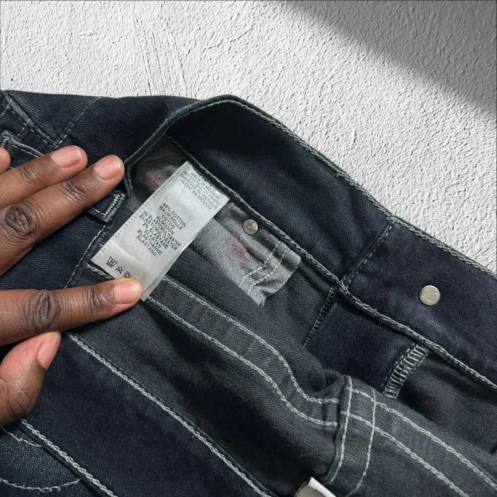 true religion rocco relaxed skinny jeans men’s 38 navy blue Y2K